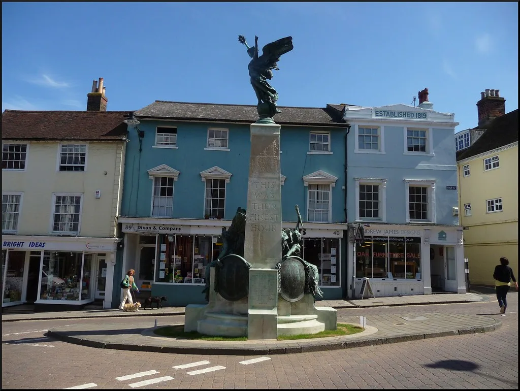 Lewes War Memorial at the top of School Hill, where the Remembrance Sunday parade stops for the wreath laying.